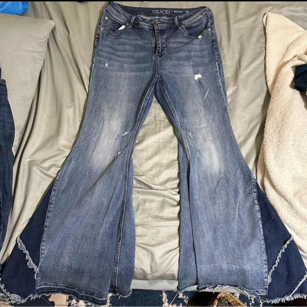Grace Blue Flare Wide Leg Jeans